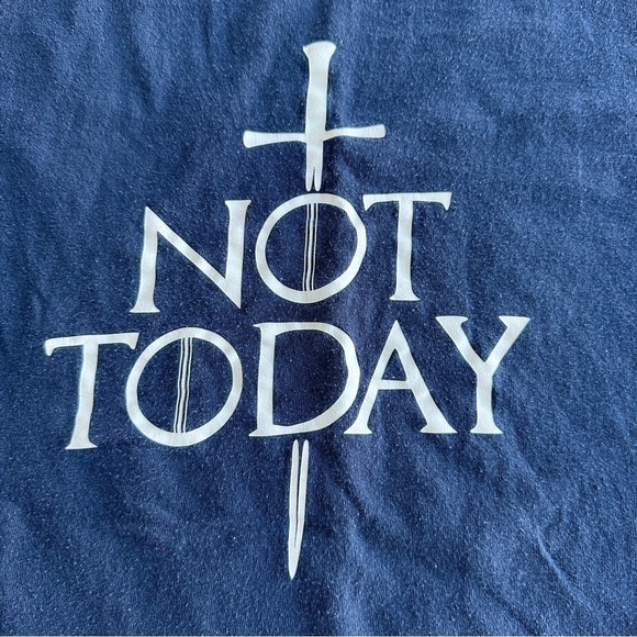NOT TODAY Game of Thrones Navy Blue Shirt Unisex Large Gildan GOT T-Shirt Tee - Picture 3 of 11